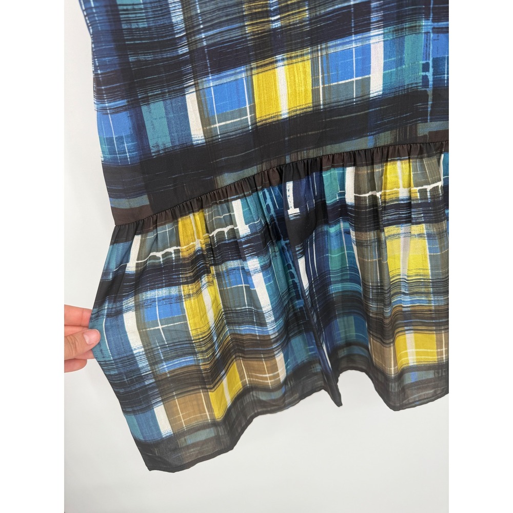 TRINA TURK ESTHER Plaid Paintbrush Spaghetti strap Dress Sz 4 - Picture 5 of 8